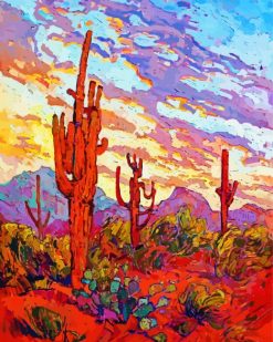 Saguaro Cactus Art paint by numbers