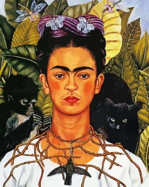 Frida Thorn Necklace Portrait paint by numbers