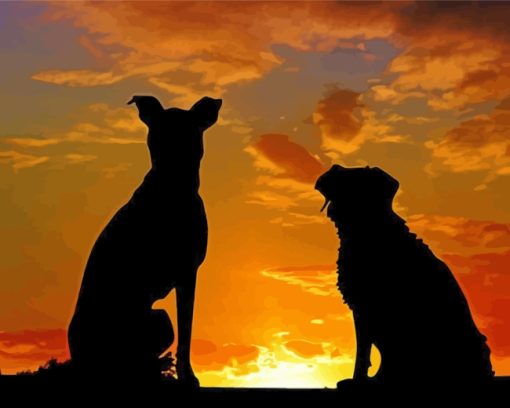 Dogs Silhouette paint by numbers