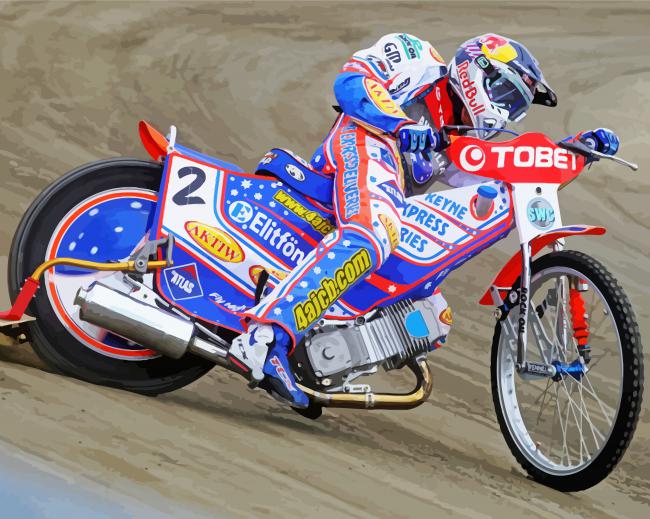 Speedway bike racer paint by number
