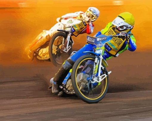 Speedway bikers drifting paint by numbers