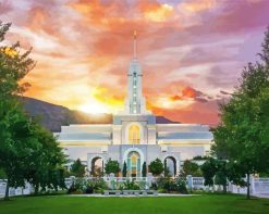 Sunset in Mount Timpanogos Temple paint by number