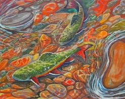 Trout Stream Art paint by numbers