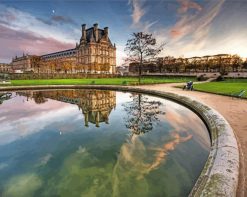 Tuileries Palace reflection paint by numbers
