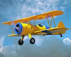 Yellow Biplane Flying paint by numbers