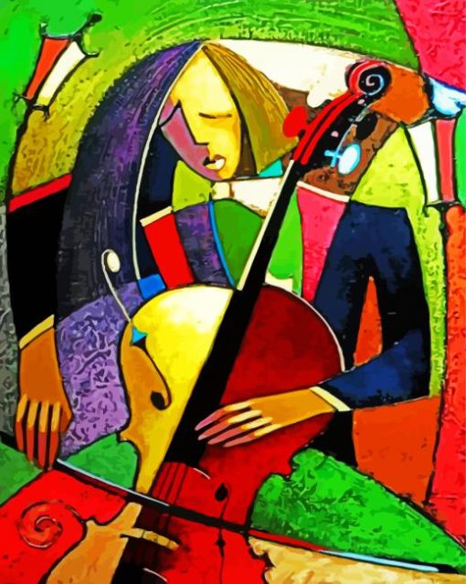 Aesthetic Cubism Violinist Music paint by numbers