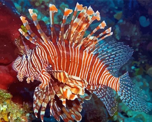 Aesthetic Red Lionfish paint by numbers