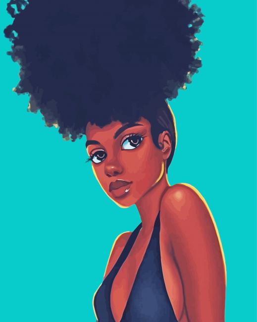 Afro Hair Black Girl - Paint By Numbers - Paint by numbers for adult