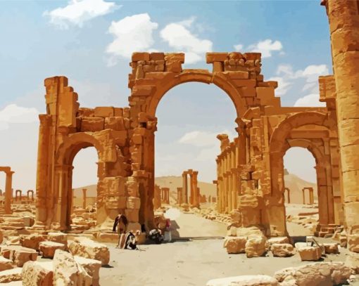 Antique Brown Ruins Syria paint by numbers