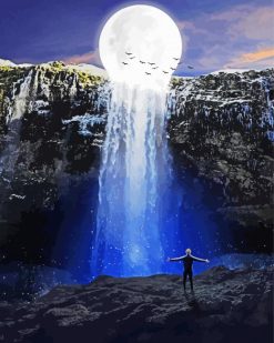 Atakan Karaca Moon And Waterfall paint by numbers