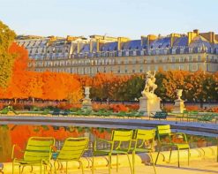 beautiful view of Tuileries Palace paint by numbers