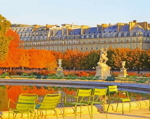 beautiful view of Tuileries Palace paint by numbers