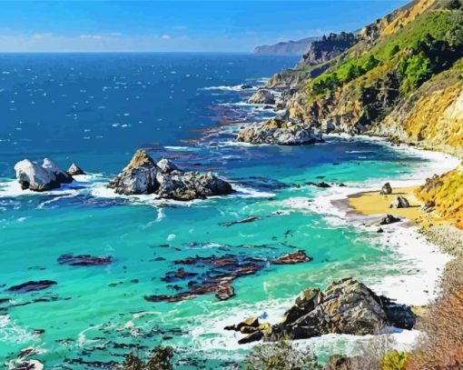 california coastline Seascape paint by numbers paint by numbers