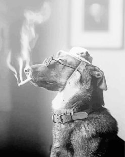 Classy Dog Smoking A Cigarette paint by numbers