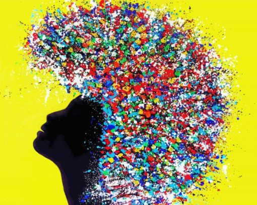 Abstract Colorful Afro Hair Paint b y numbers