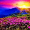 Colorful Mountain Sunrise paint by numbers