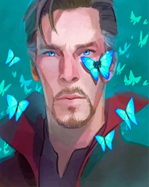 Doctor Strange And Blue Butterfly paint by numbers