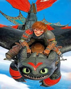 Toothless Dragon And Hiccup paint by number