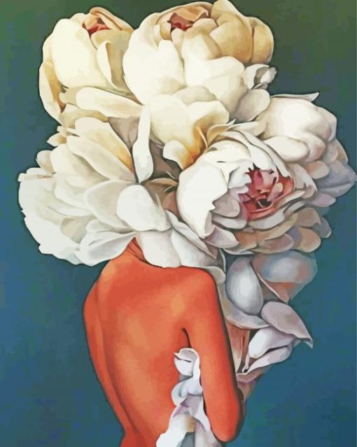 flower head Girl peony paint by numbers