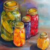 food in Mason jars paint by numbers