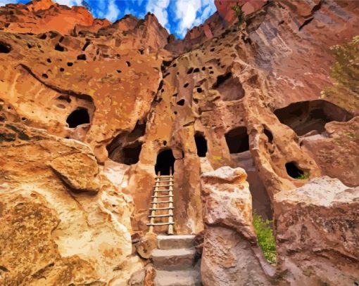 Historical Bandelier Monument paint by numbers