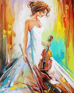 Lady With Violin Artwork Abstract paint by numbers