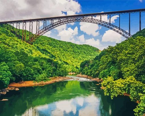 New River Rorge Bridge West Virginia paint by numbers