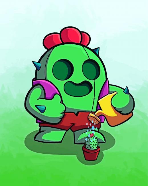 Spike Cactus Brawl Stars - Paint By Numbers - Paint by numbers for adult