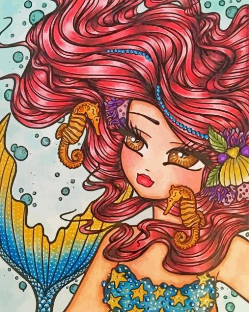 Adorable Mermaid By Hannah Lynn paint by number