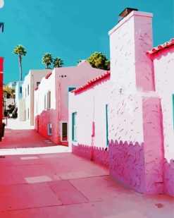 Aesthetic Pink Village paint by number