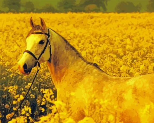 Aesthetic Yellow Horse paint by numbers