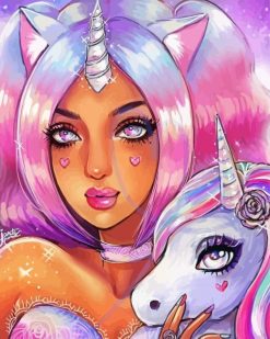 Aesthetic Unicorn Girls paint by number