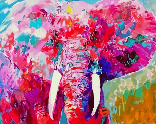 Artistic Pink Elephant paint by numbers