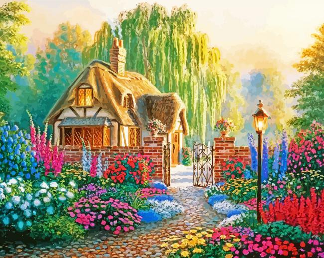 Beautiful Cottage Garden paint by numbers