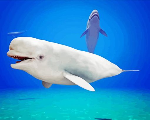 Beluga whales underwater paint by numbers