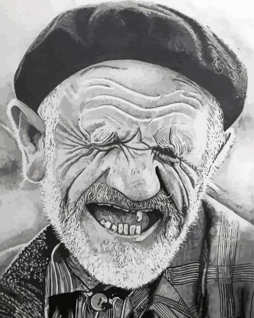 Black And White Old Man paint by numbers