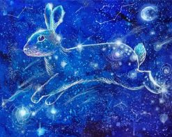 Blue Mystical Rabbit Art paint by numbers