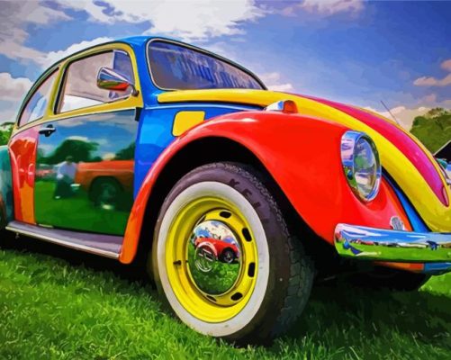 Colorful Volkswagen Bug paint by numbers
