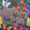 Cute Elephant And Butterfly paint by numbers