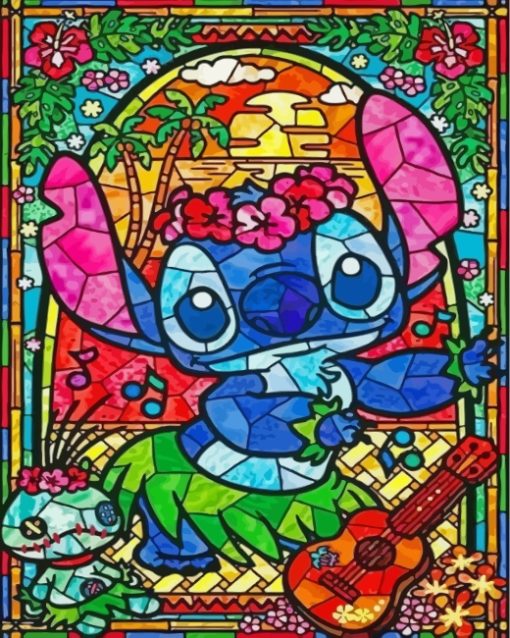 Disney Stitch Stained Glass paint by numbers