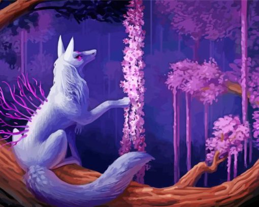 Fantasy Foxes And Sakura paint by numbers