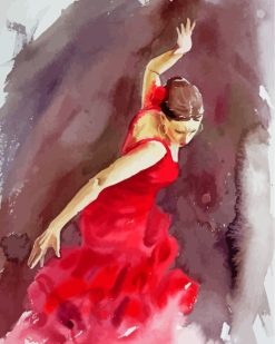 Flamenco Dancer In Red Dress paint by numbers