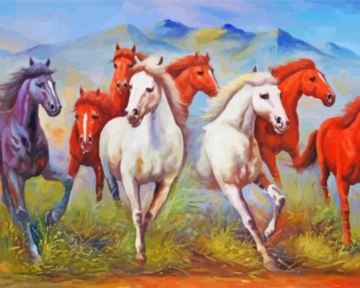 Galloping Horses Art paint by numbers