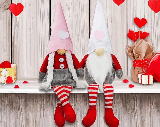 Gnomes Valentins Day paint by numbers