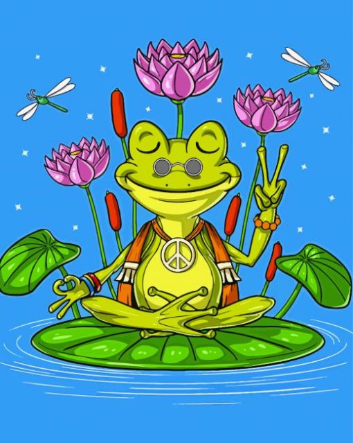 Hippie frog art paint by numbers