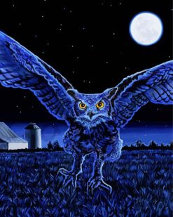 Mystic Blue Owl Bird paint by numbers