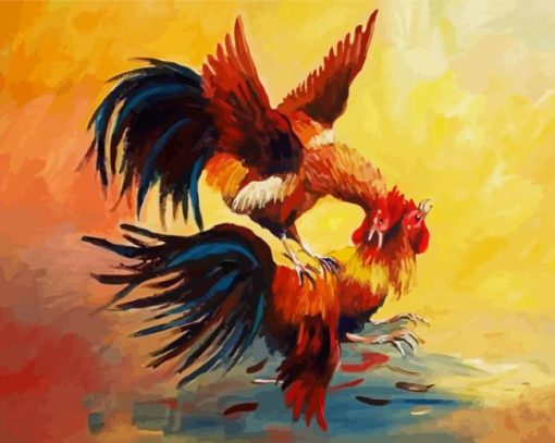 Rooster Fight paint by numbers