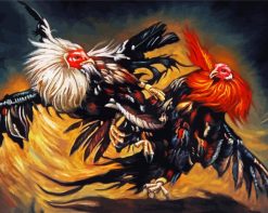 Rooster fighting art paint by numbers