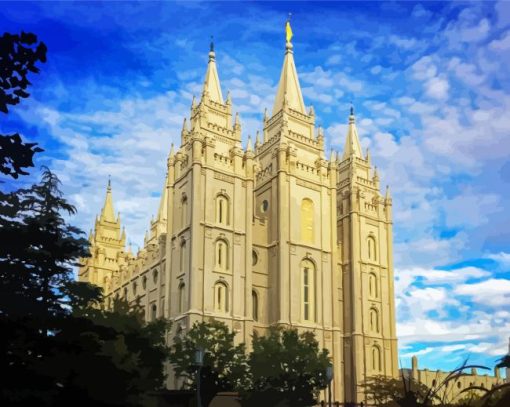 Salt Lake City Utah Temple paint by number