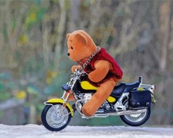 Teddy Bear On Motorcycle paint by numbers